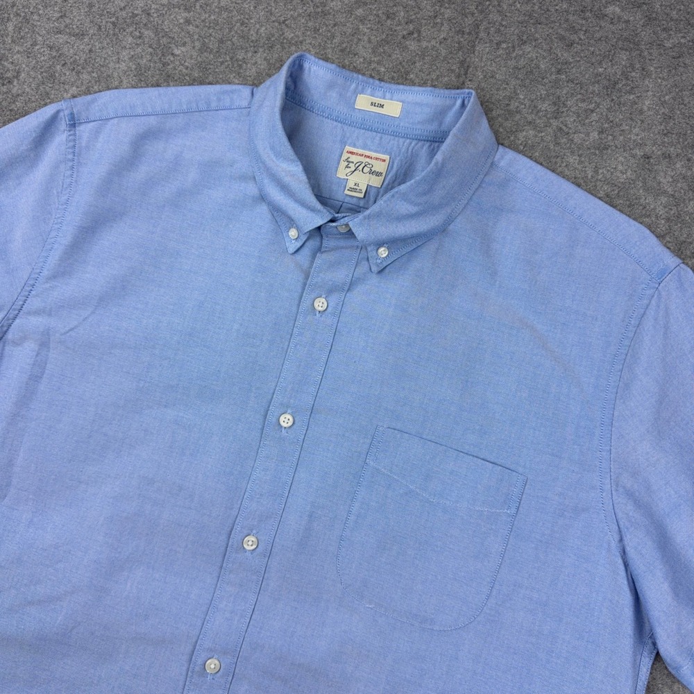 J Crew Shirt Mens XL Blue Slim American Pima Cotton Oxford Button Down Dress